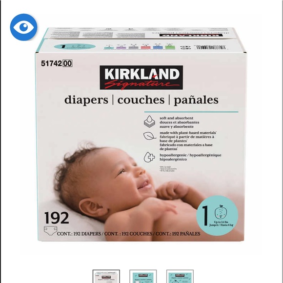 Kirkland Brand Size 1 Diapers (192 ct) - Picture 3 of 3